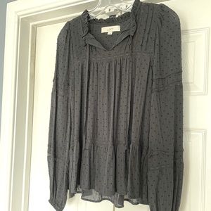 Loft boho peasant clip dot top in black